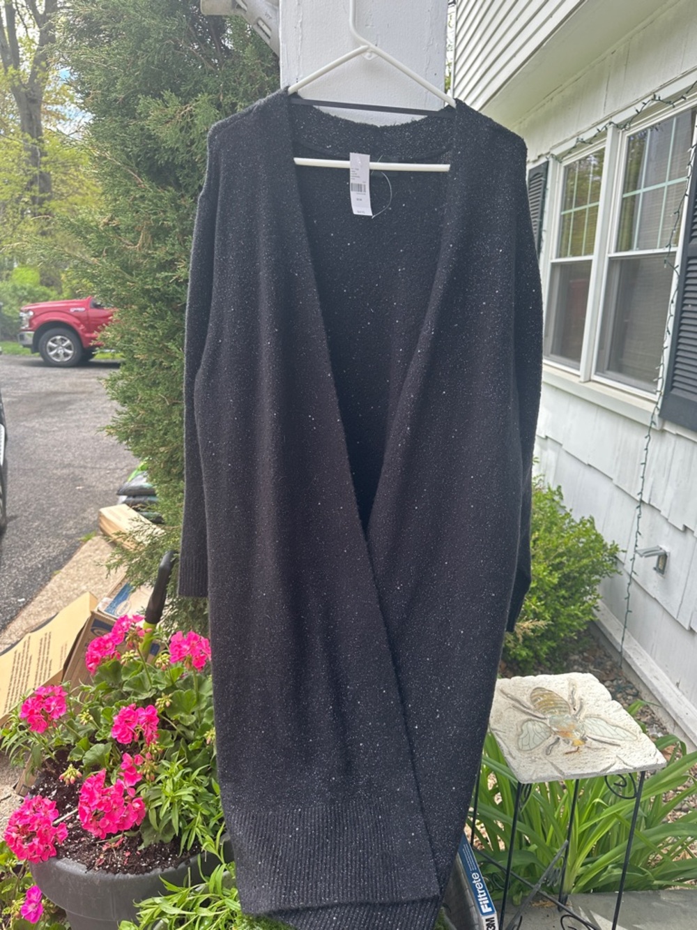 Lane Bryant Black Sparkle Open-Front Sweater
